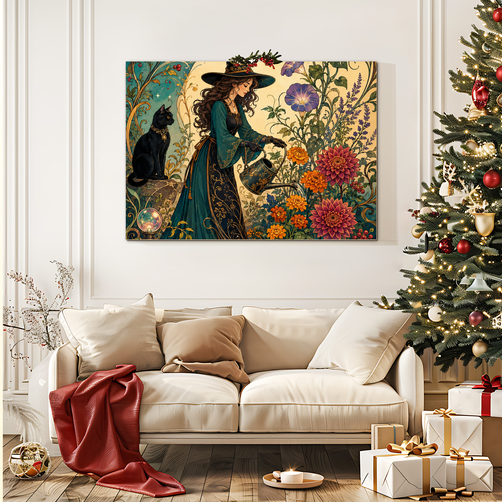 Art Nouveau Witch Moon Garden Jigsaw Puzzle - puzzle packaging view