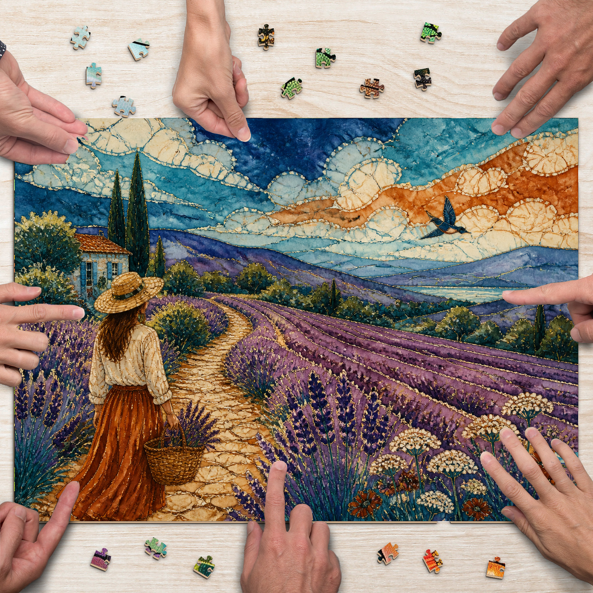 Luminous Lavender Hills Landscape Puzzle - puzzle product view