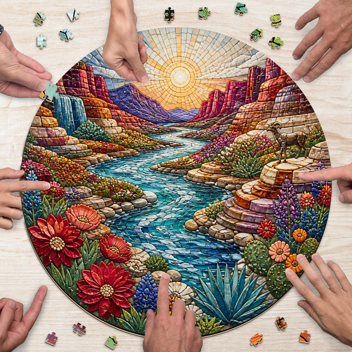 Whispering Wildflower Canyon River Round Puzzle - puzzle product view