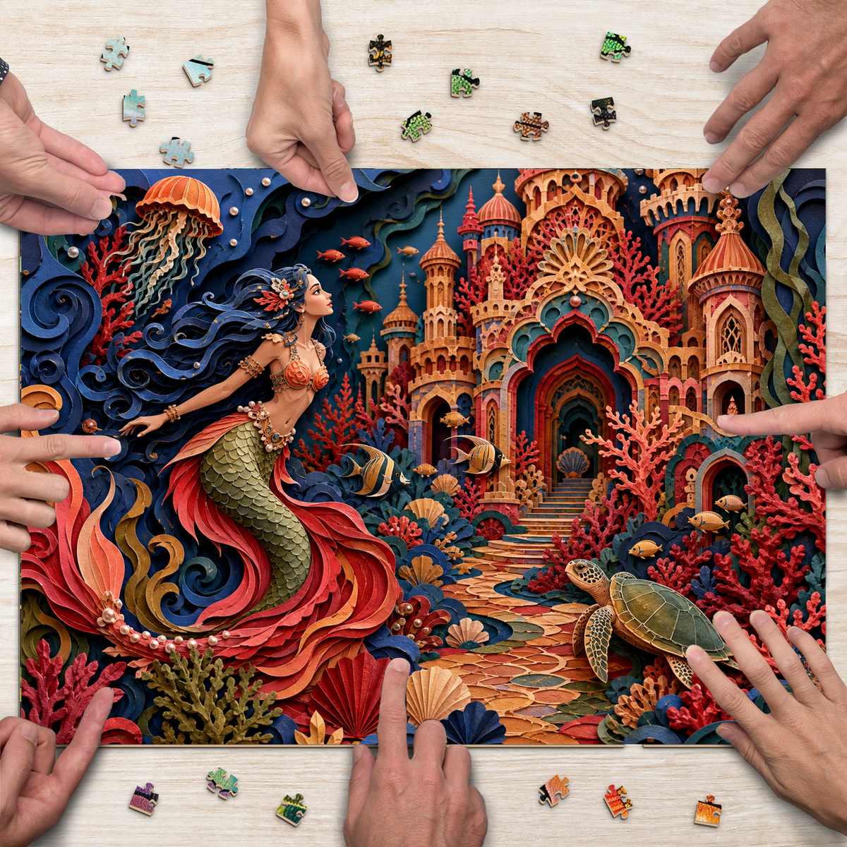 Aurora Mermaid Coral Palace Landscape Puzzle - puzzle product view