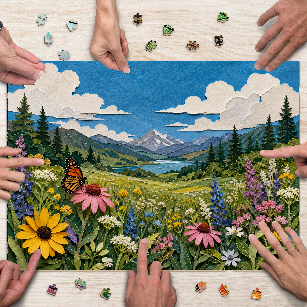 Story-Rich Wildflower Meadow Landscape Puzzle - puzzle product view