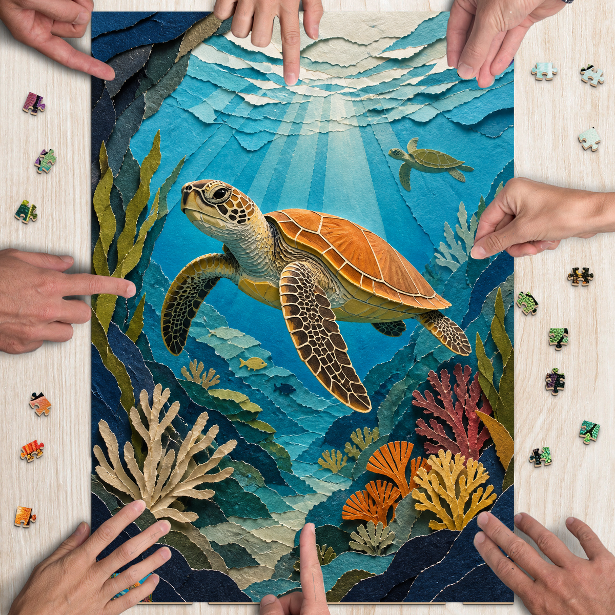 Sunlit Sea Turtles Portrait Puzzle - puzzle product view