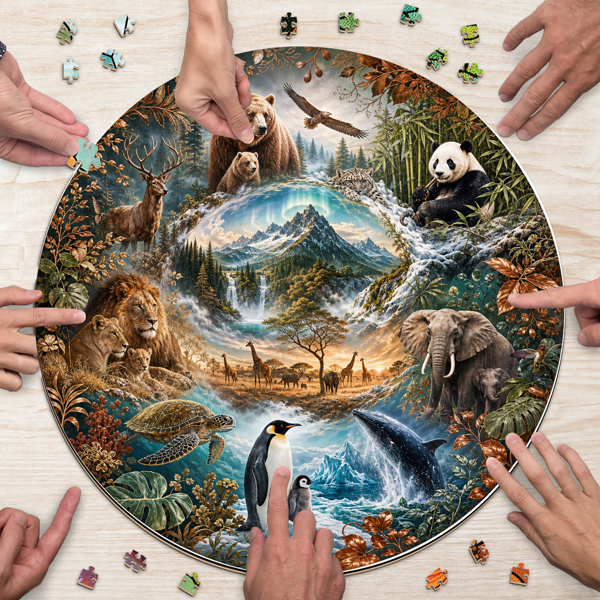 Misty Around the World Animals Round Puzzle - puzzle product view