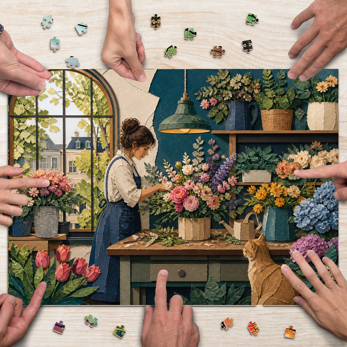 Story-Rich Flower Shop Landscape Puzzle - puzzle product view