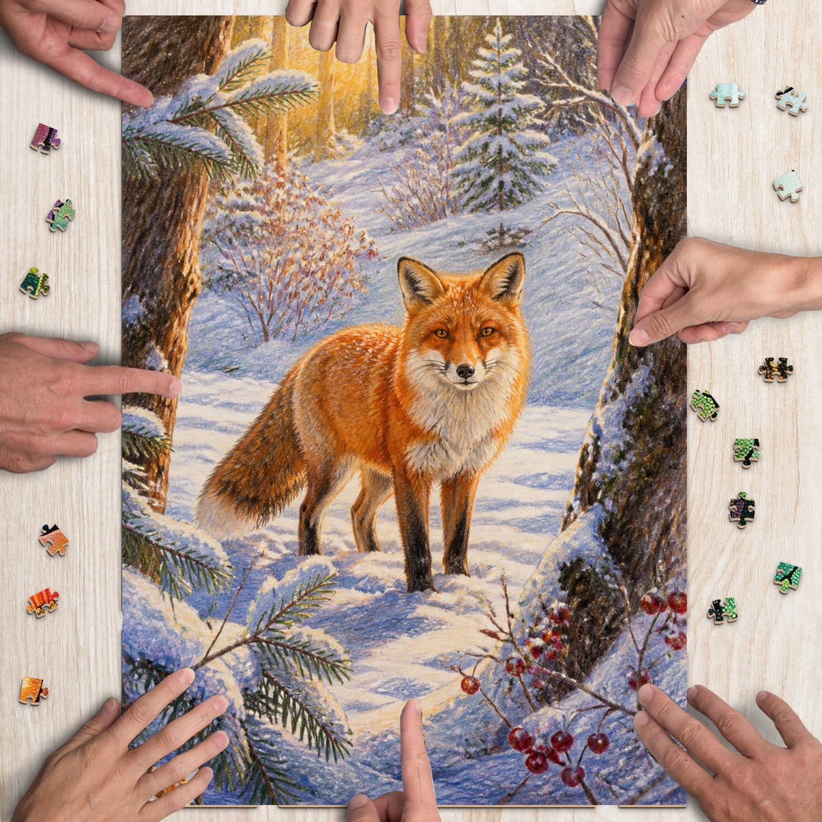 Sunlit Red Fox Portrait Puzzle - puzzle product view