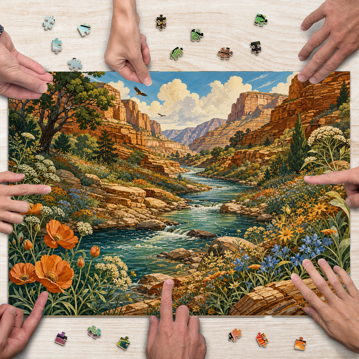 Amber Wildflower Canyon River Landscape Puzzle - puzzle product view