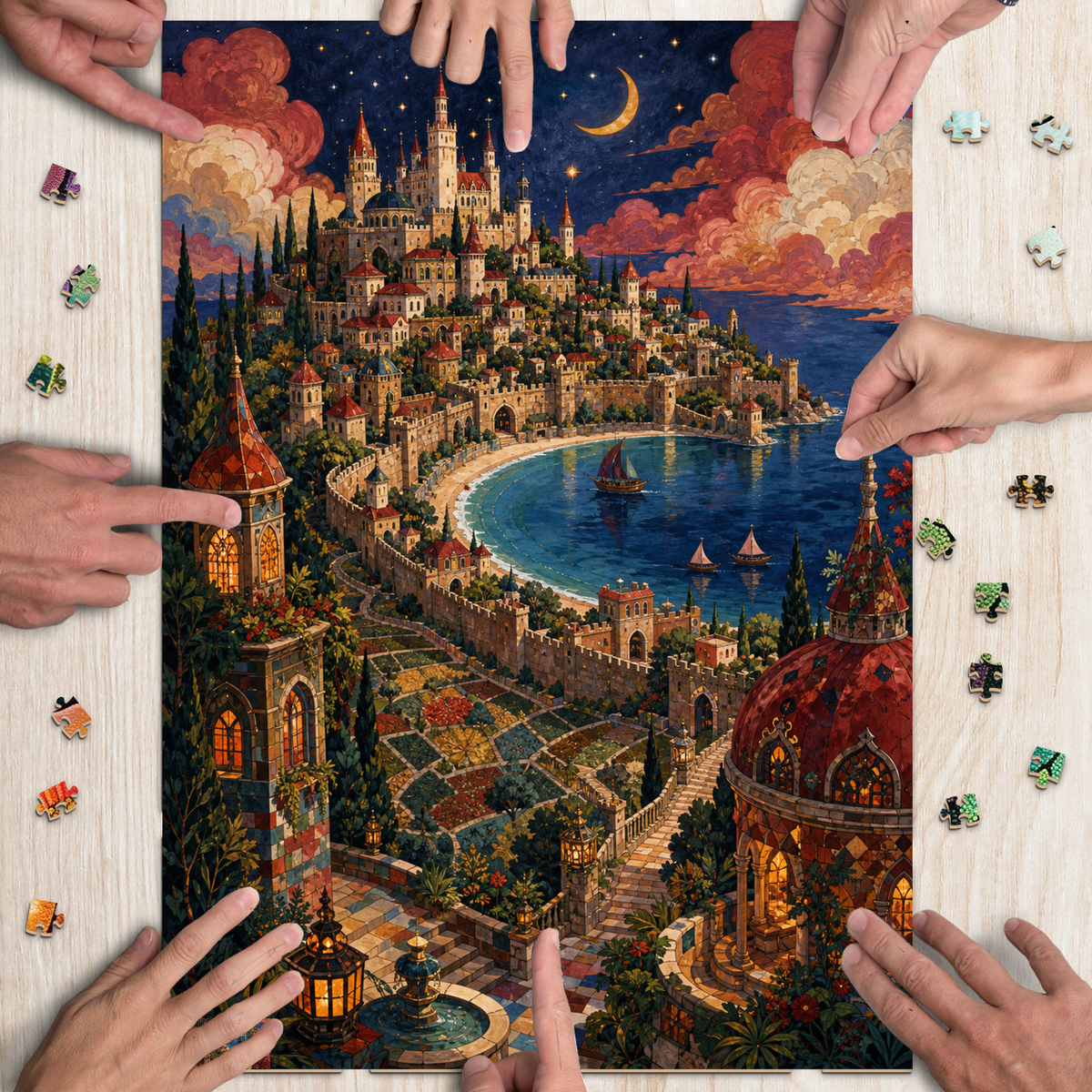 Secret Crescent Castle City Portrait Puzzle - puzzle product view