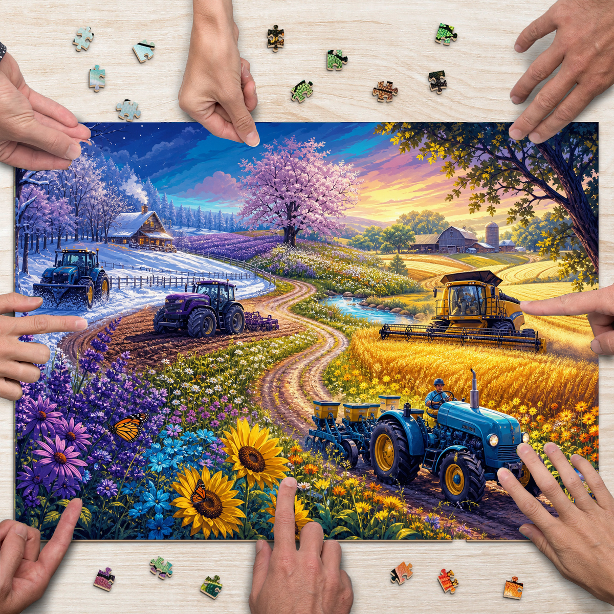 Wildflower Farm Machine Seasons Landscape Puzzle - puzzle product view