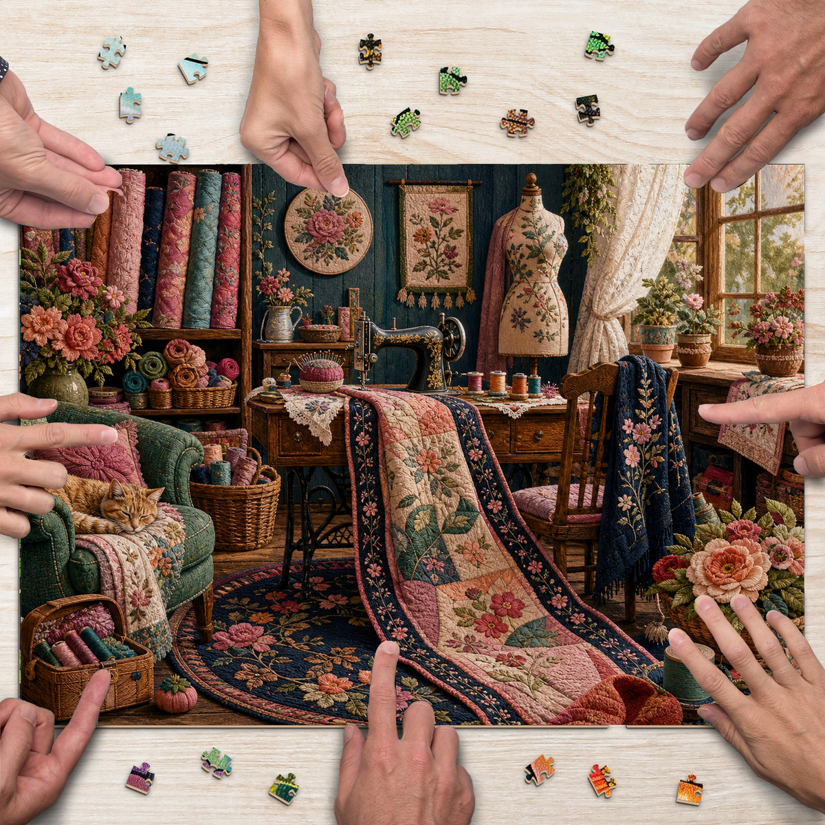 Honeyed Cottage Sewing Room Landscape Puzzle - puzzle product view