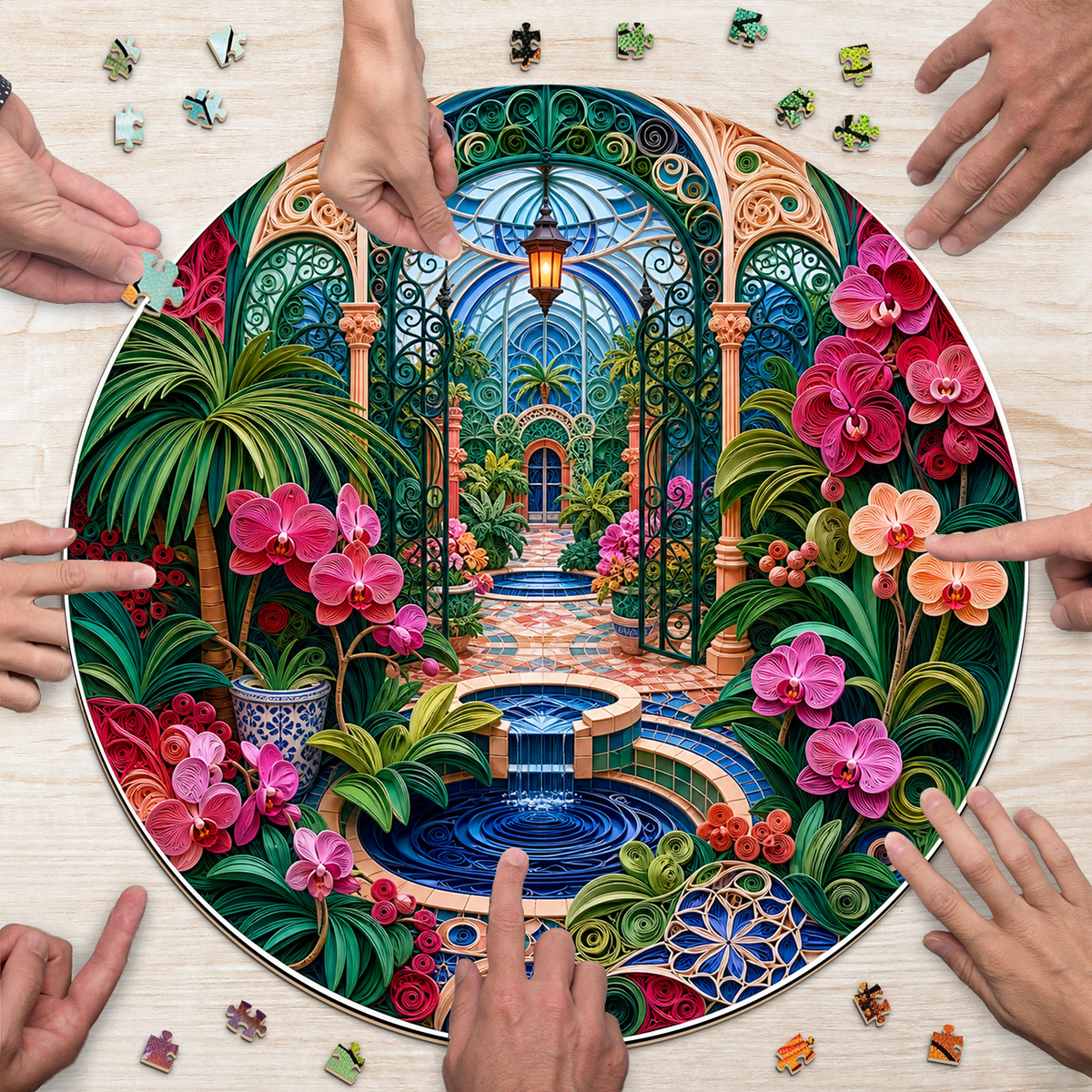 Twilight Botanical Greenhouse Maze Round Puzzle - puzzle product view