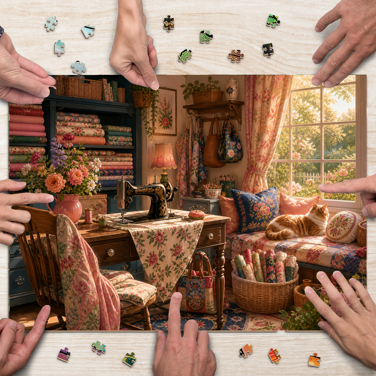 Wildflower Cottage Sewing Room Landscape Puzzle - puzzle product view