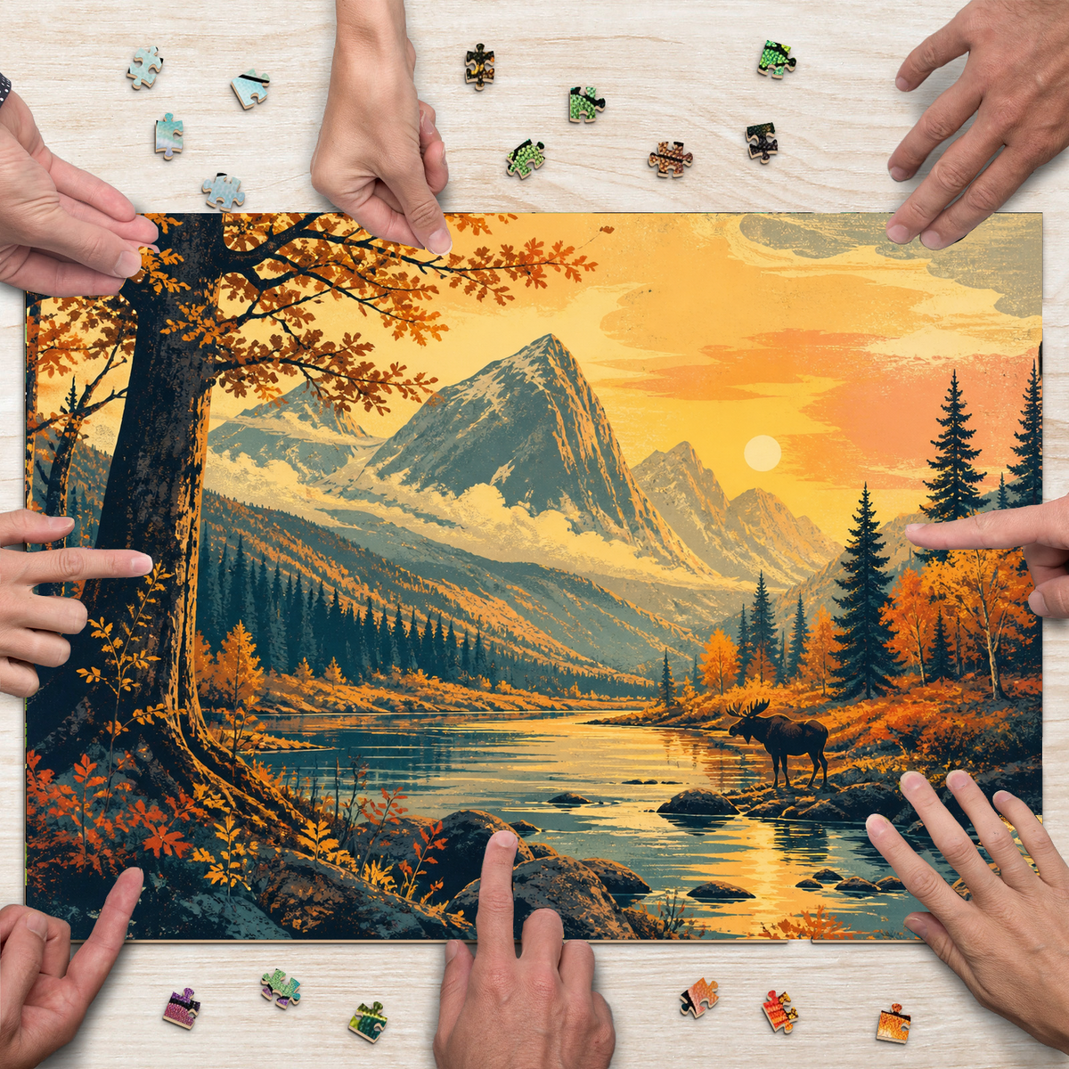 Golden-Hour Autumn Woodland Landscape Puzzle - puzzle product view