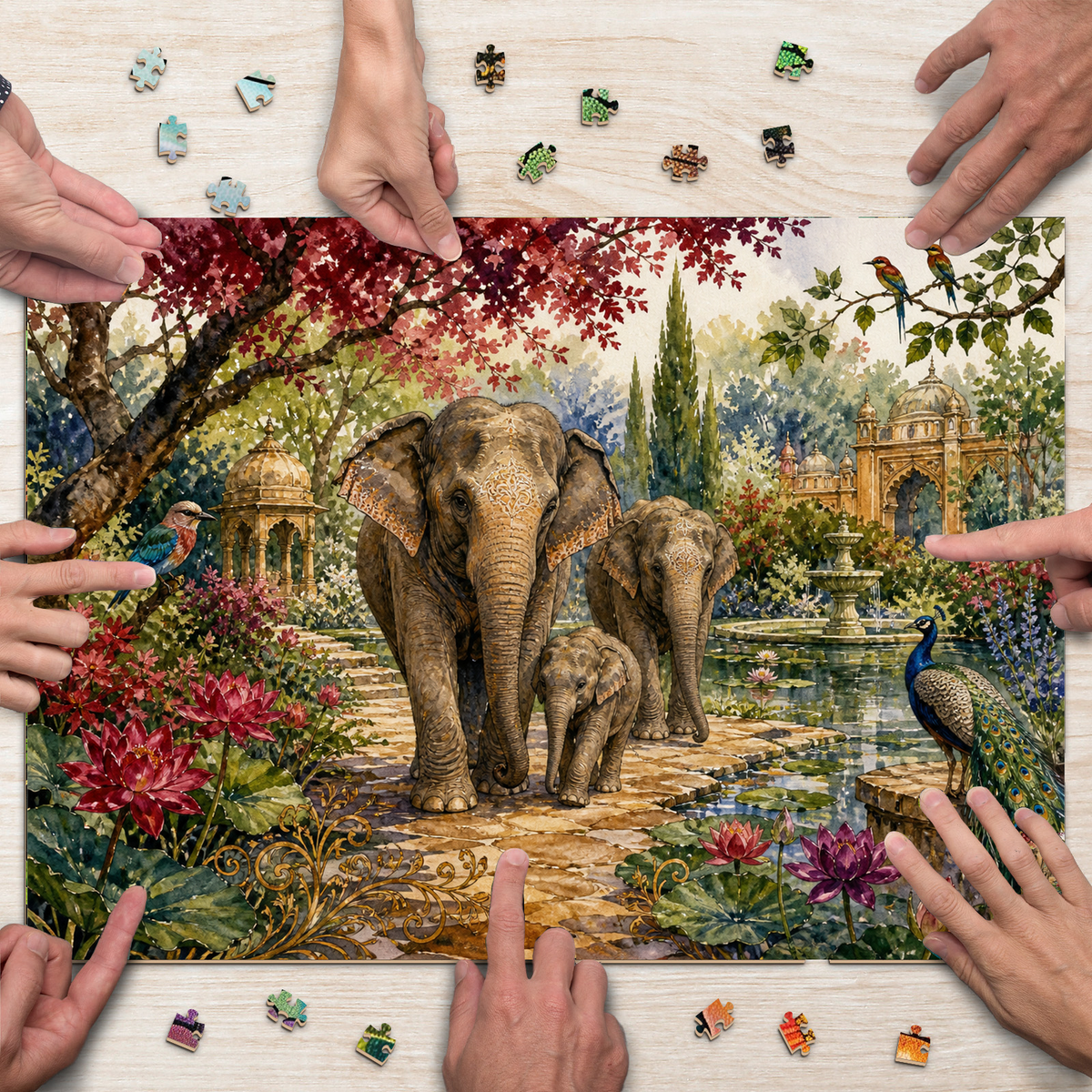 Hidden Elephant Garden Family Landscape Puzzle - puzzle product view