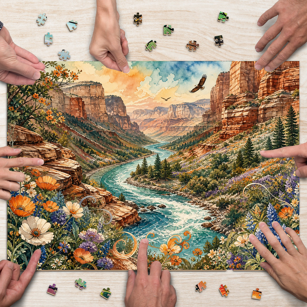 Aurora Wildflower Canyon River Landscape Puzzle - puzzle product view