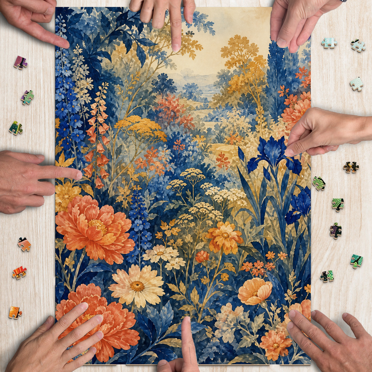 Story-Rich Paper-Cut Garden Portrait Puzzle - puzzle product view