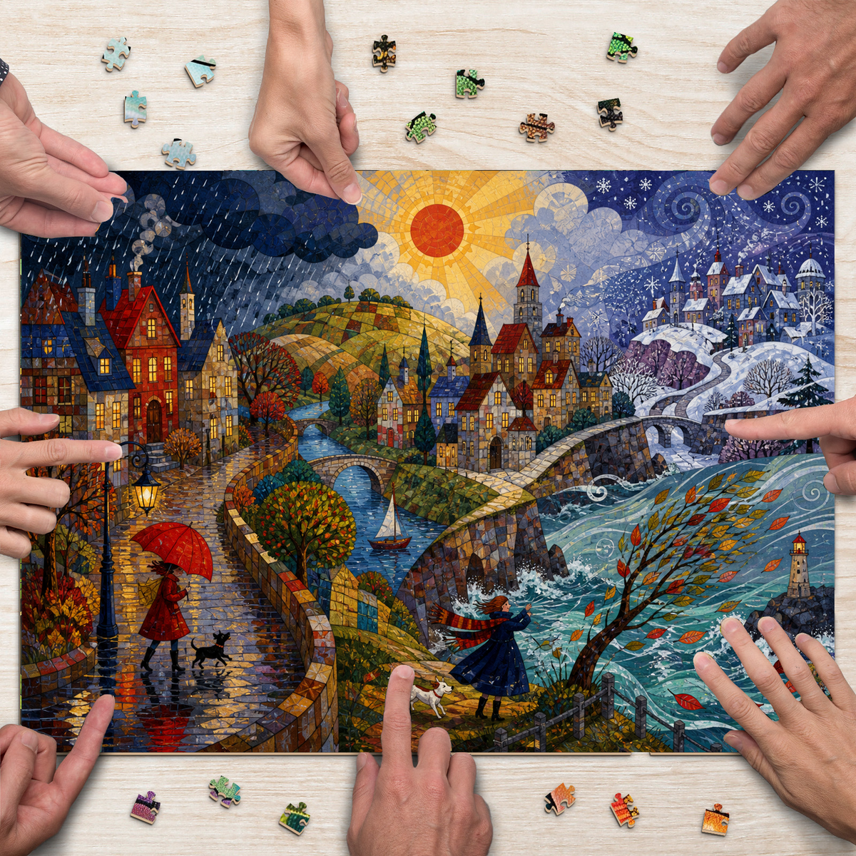 Luminous Weather Adventure Town Landscape Puzzle - puzzle product view