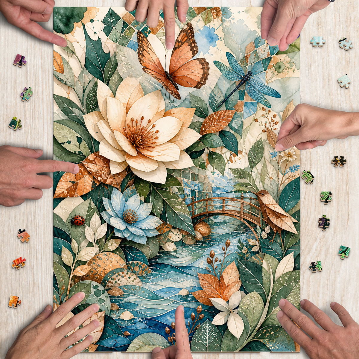 Rainwashed Paper Garden Symphony Portrait Puzzle - puzzle product view