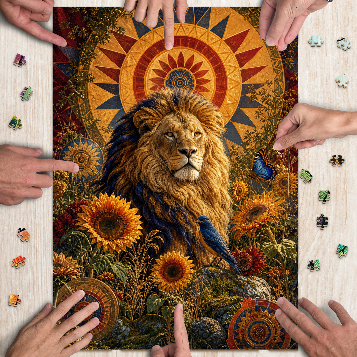 Sapphire Lion Sun Garden Portrait Puzzle - puzzle product view