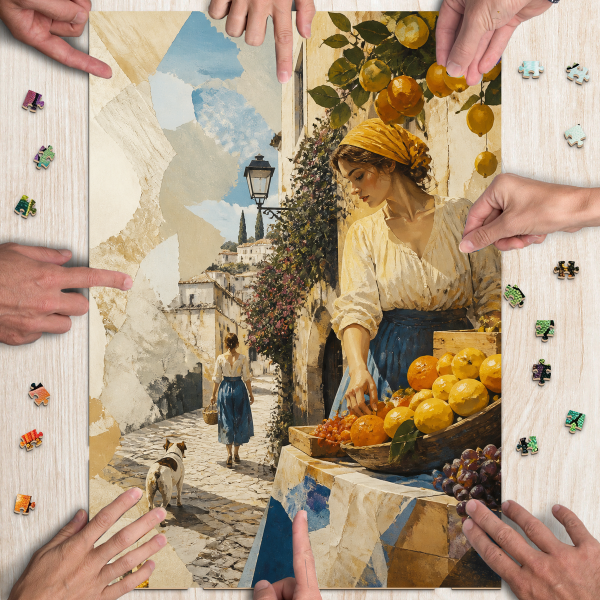Quiet Gouache Fruit Market Portrait Puzzle - puzzle product view