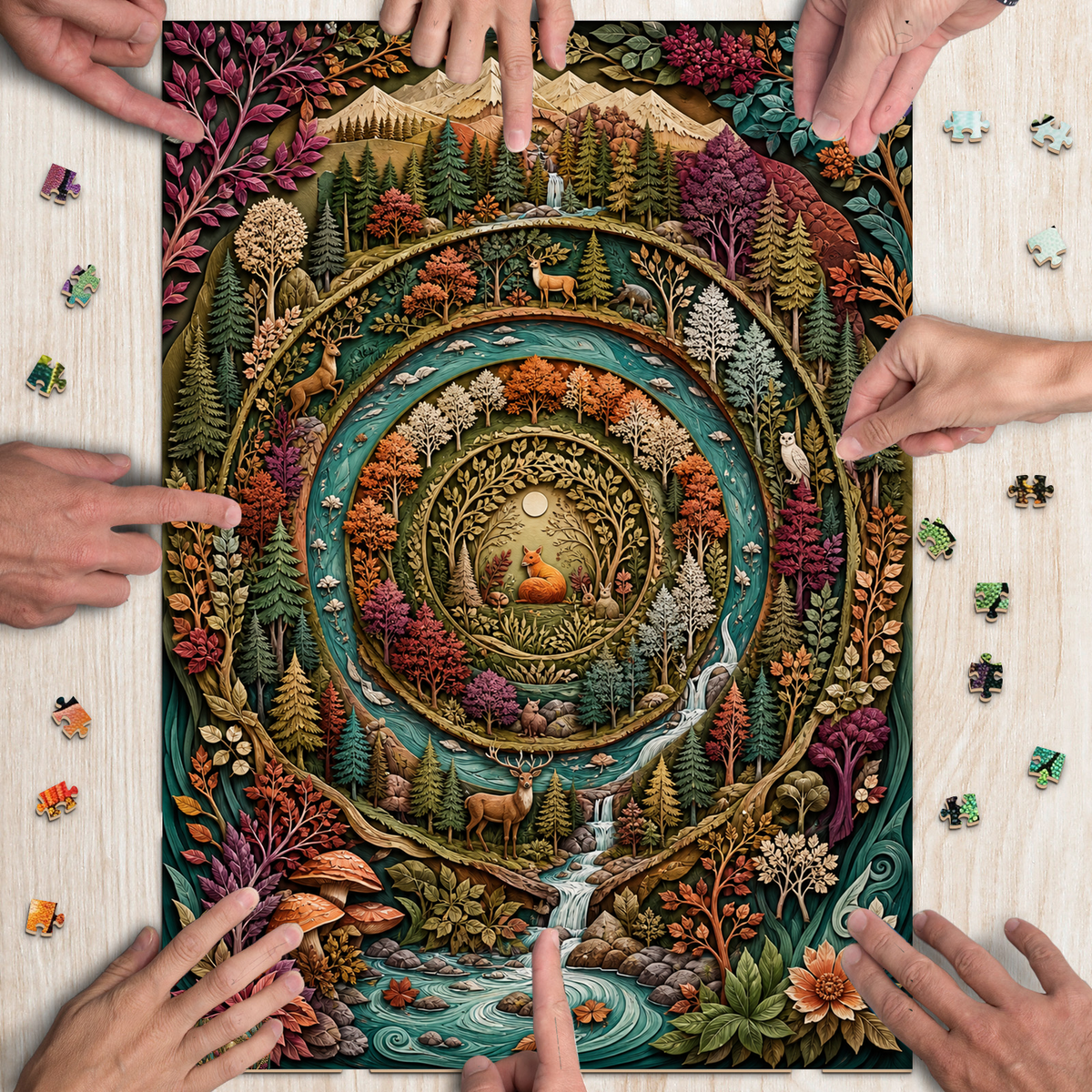 Amber Forest Ring Pattern Portrait Puzzle - puzzle product view
