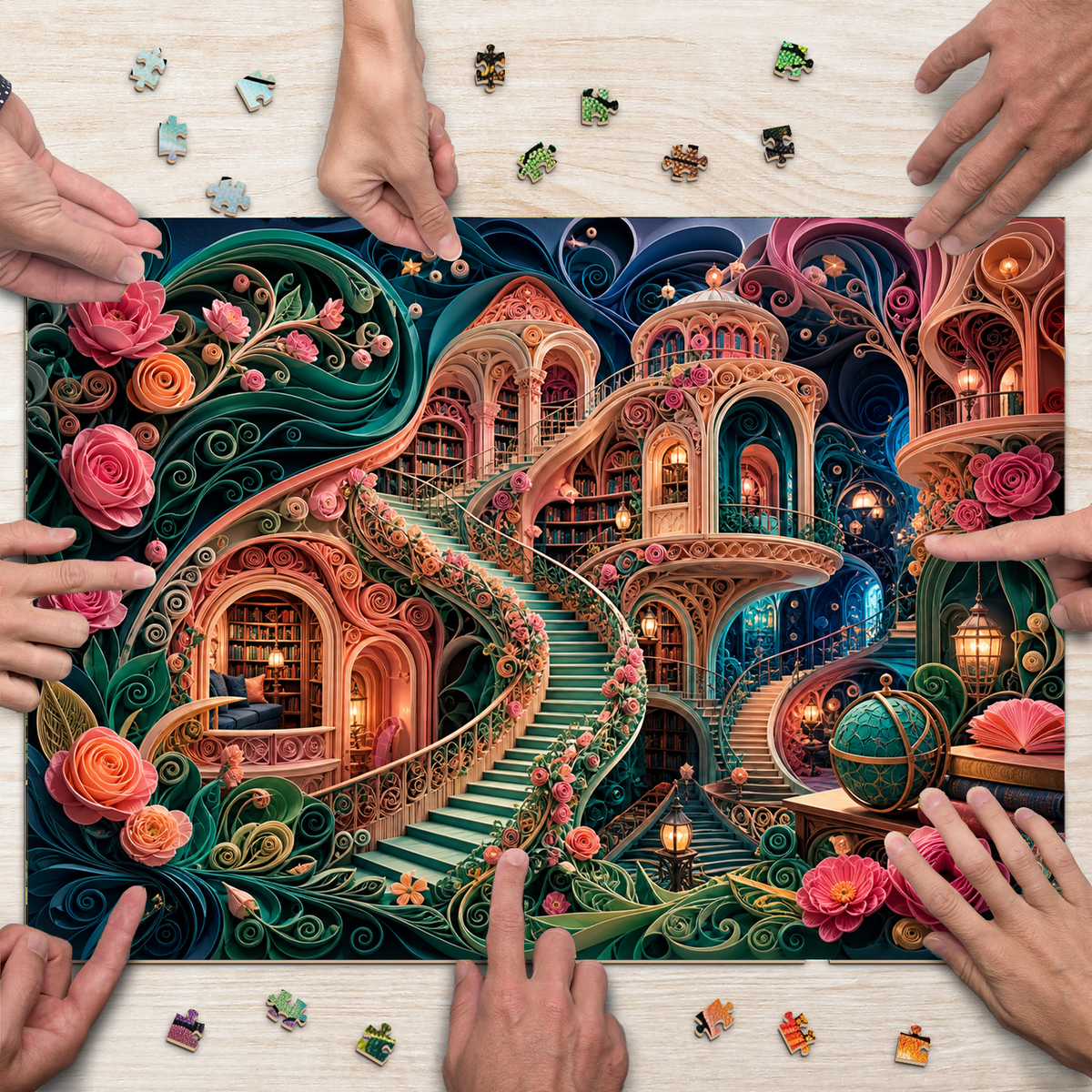 Wildflower Impossible Library Stair Landscape Puzzle - puzzle product view