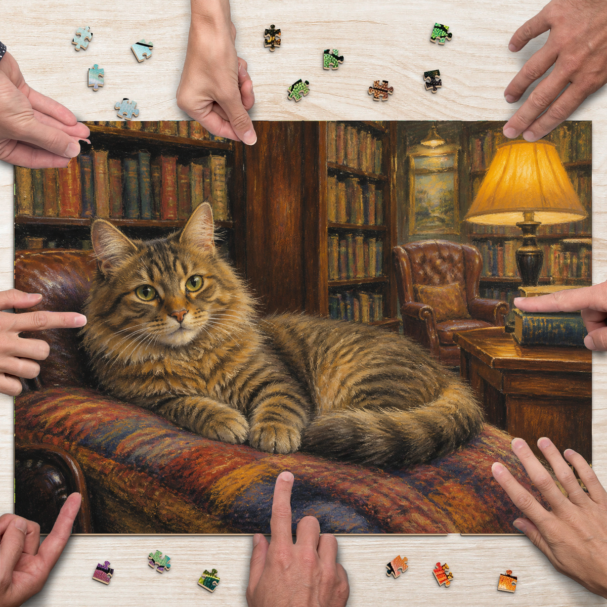 Luminous Library Cat Landscape Puzzle - puzzle product view