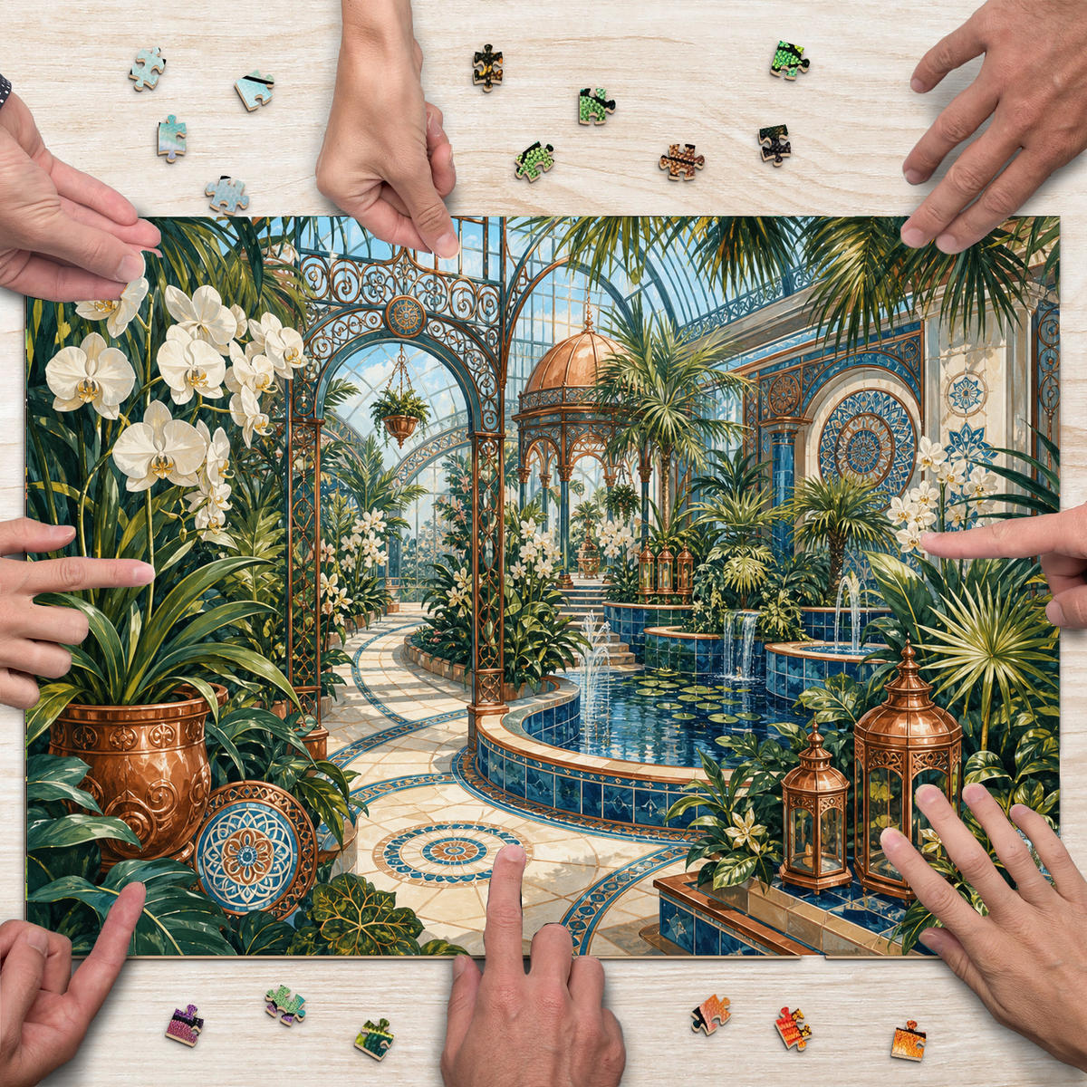 Sapphire Botanical Greenhouse Maze Landscape Puzzle - puzzle product view