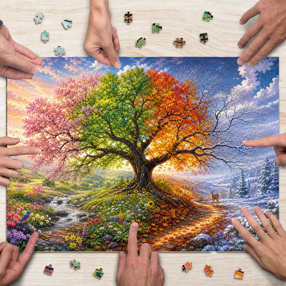 Wildflower Four Seasons Tree Landscape Puzzle - puzzle product view