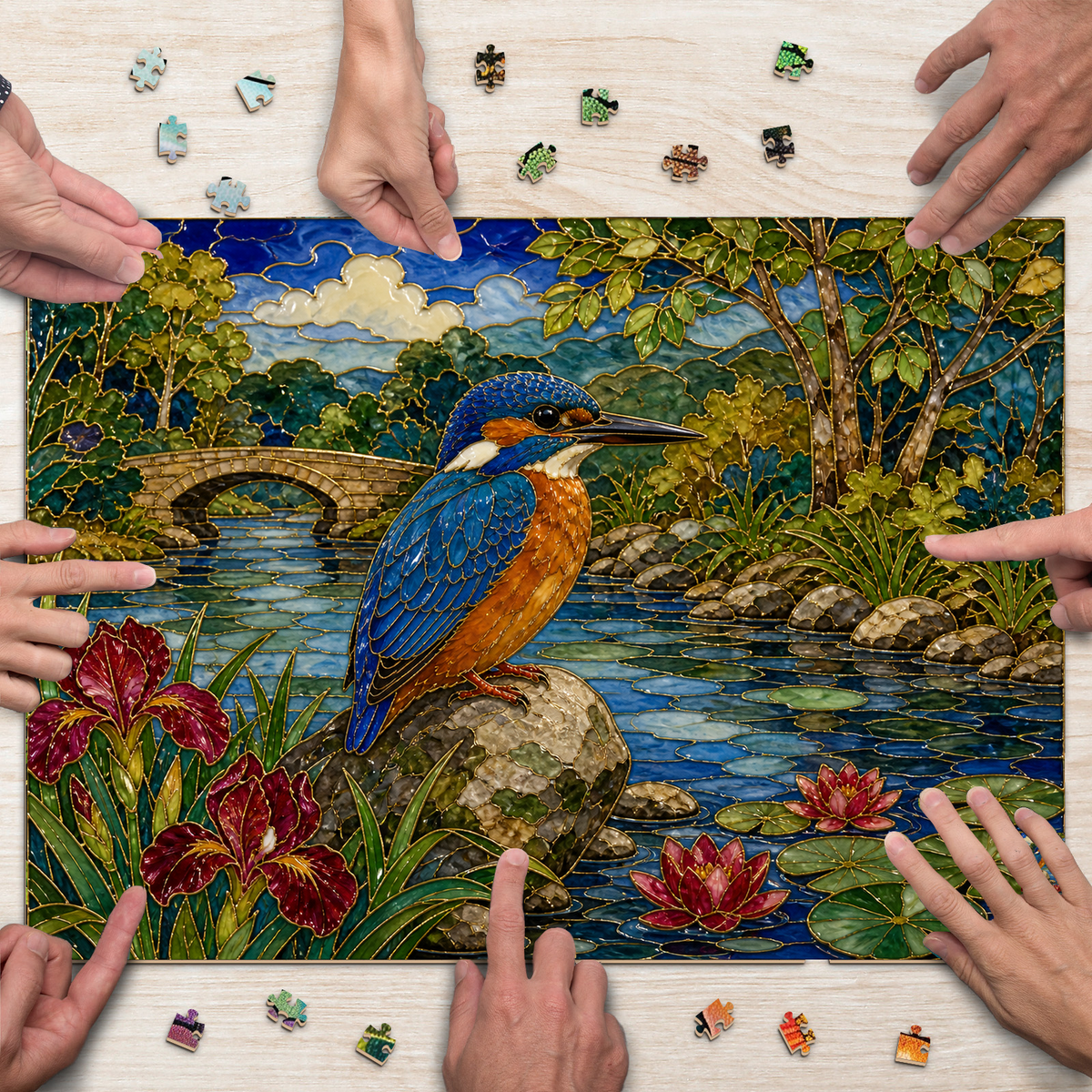 Quiet Kingfisher By A River Landscape Puzzle - puzzle product view