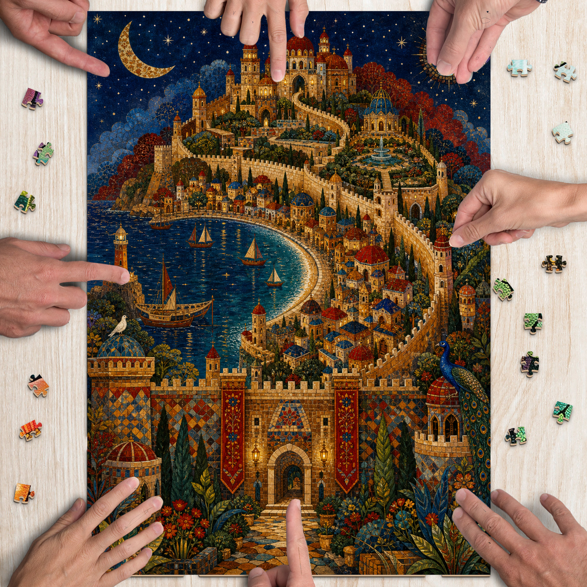 Luminous Crescent Castle City Portrait Puzzle - puzzle product view