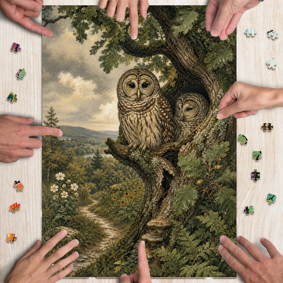 Rain-Washed Owls Portrait Puzzle - puzzle product view