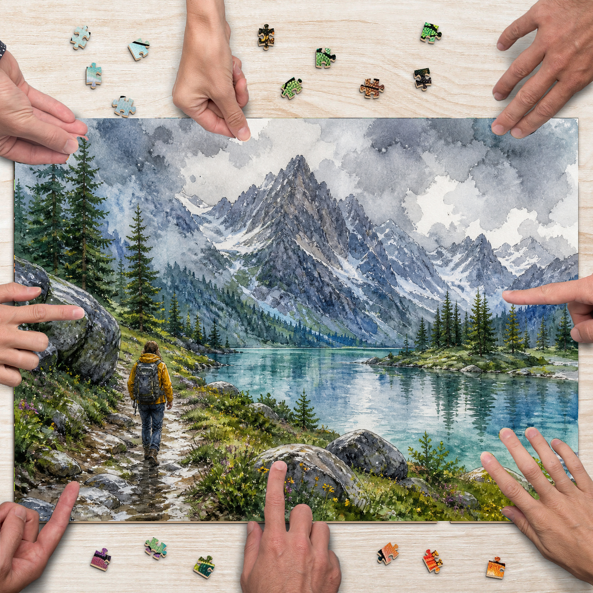 Rain-Washed Alpine Lake Landscape Puzzle - puzzle product view