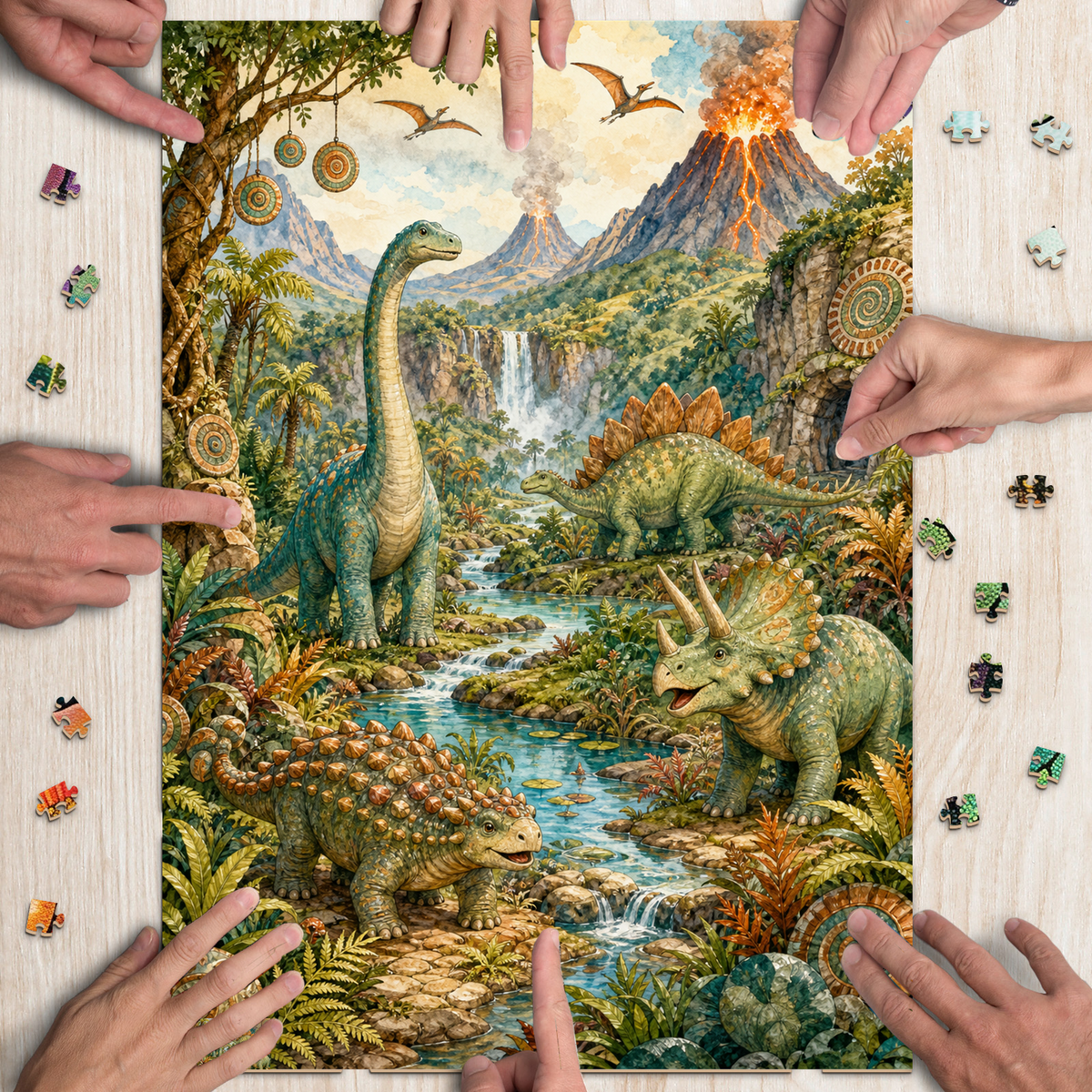 Enchanted Friendly Dinosaur Valley Portrait Puzzle - puzzle product view