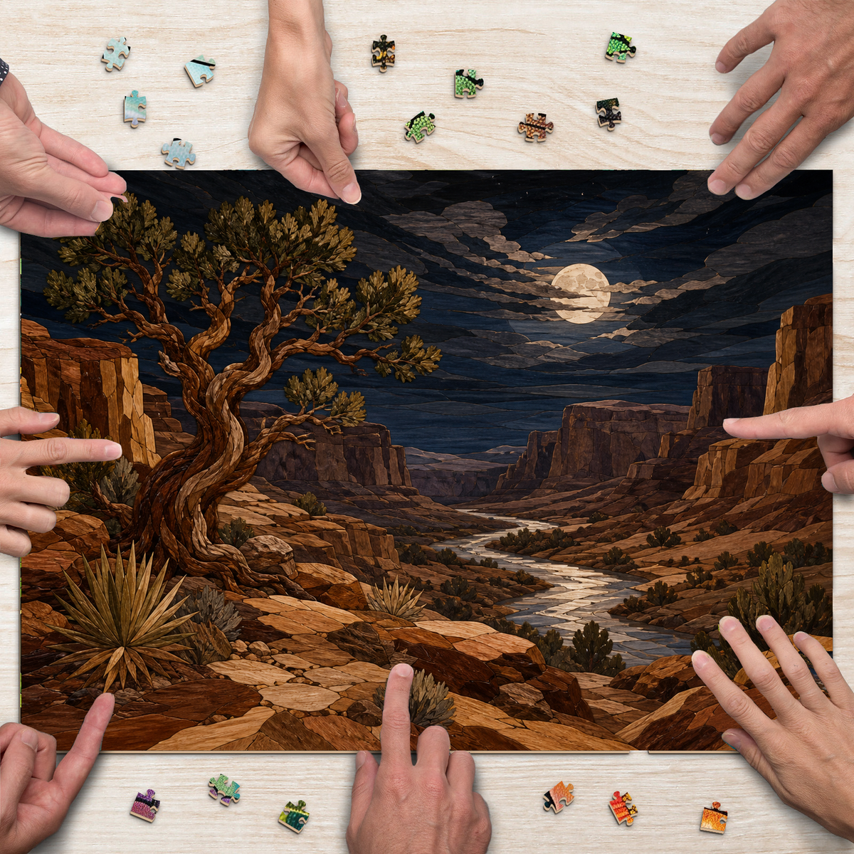 Moonlit Desert Canyon Landscape Puzzle - puzzle product view