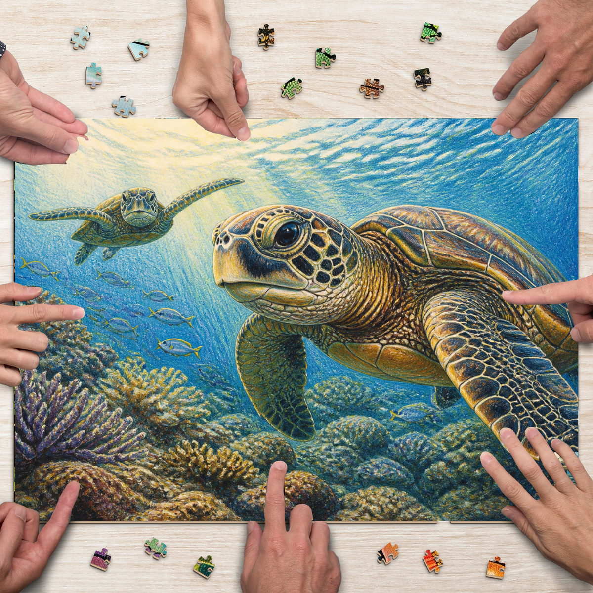 Luminous Sea Turtles Landscape Puzzle - puzzle product view