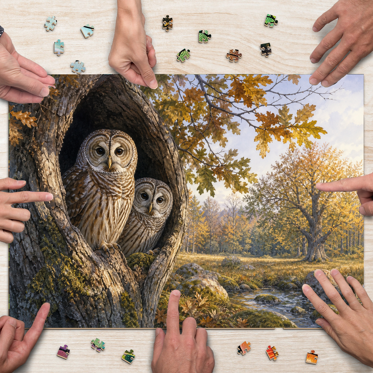 Luminous Owls Landscape Puzzle - puzzle product view
