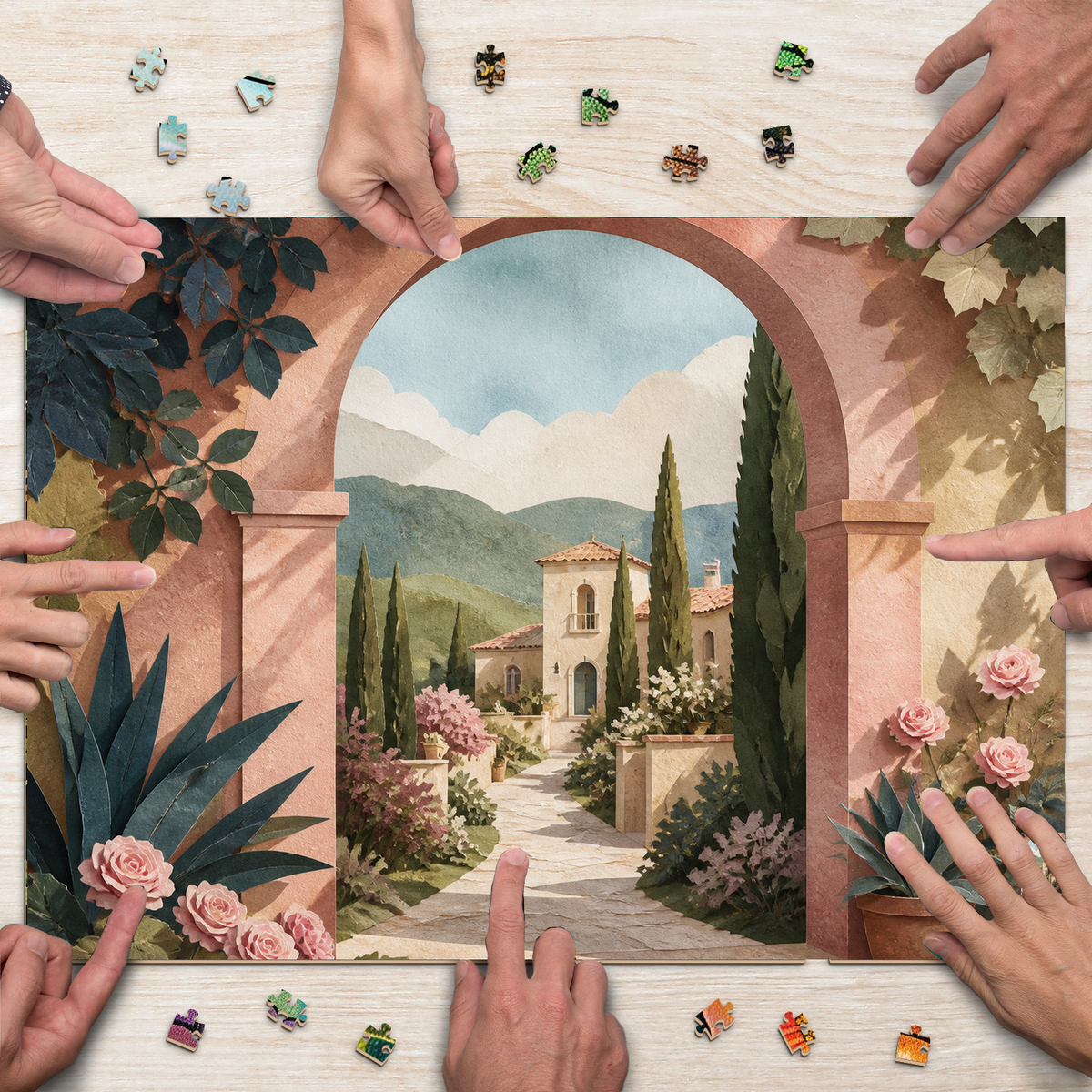Quiet Paper Cut Garden Geometric Abstract Landscape Puzzle - puzzle product view