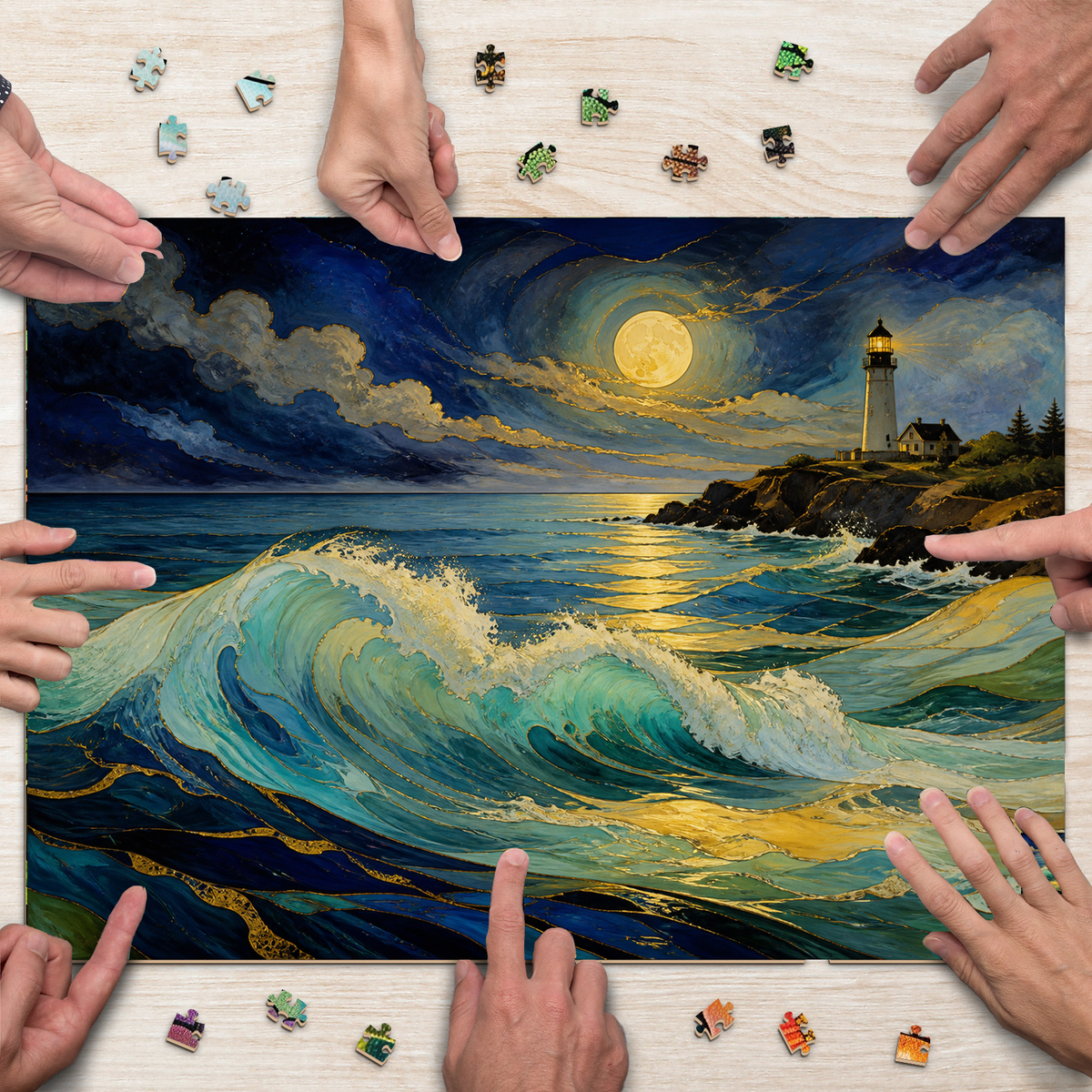 Story Rich Mosaic Waves Enamel Art Landscape Puzzle - puzzle product view