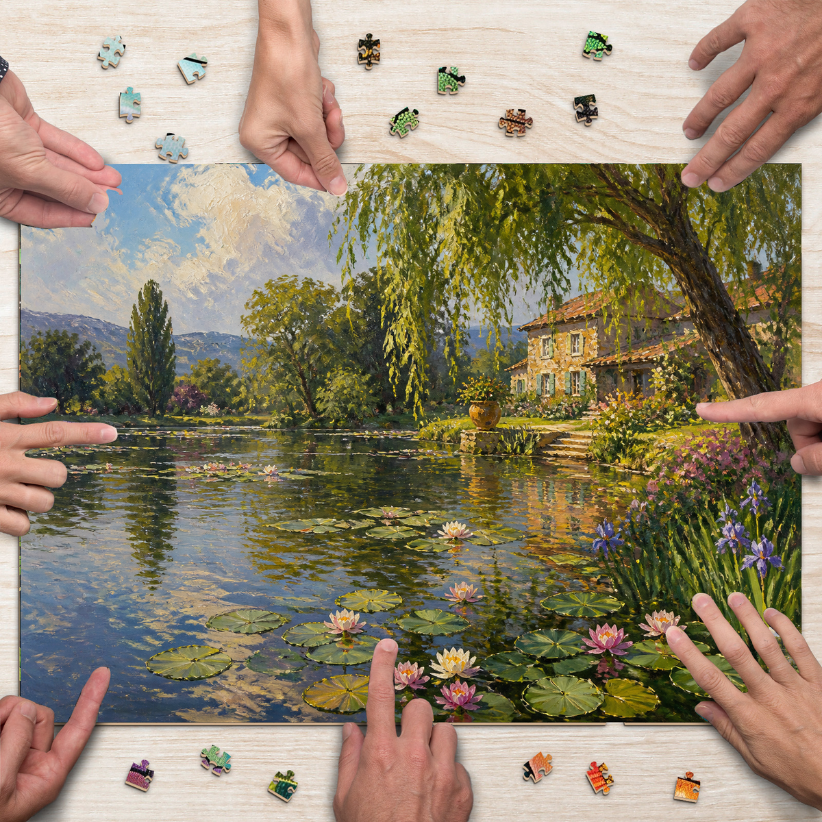 Luminous Water-Lily Pond Landscape Puzzle - puzzle product view