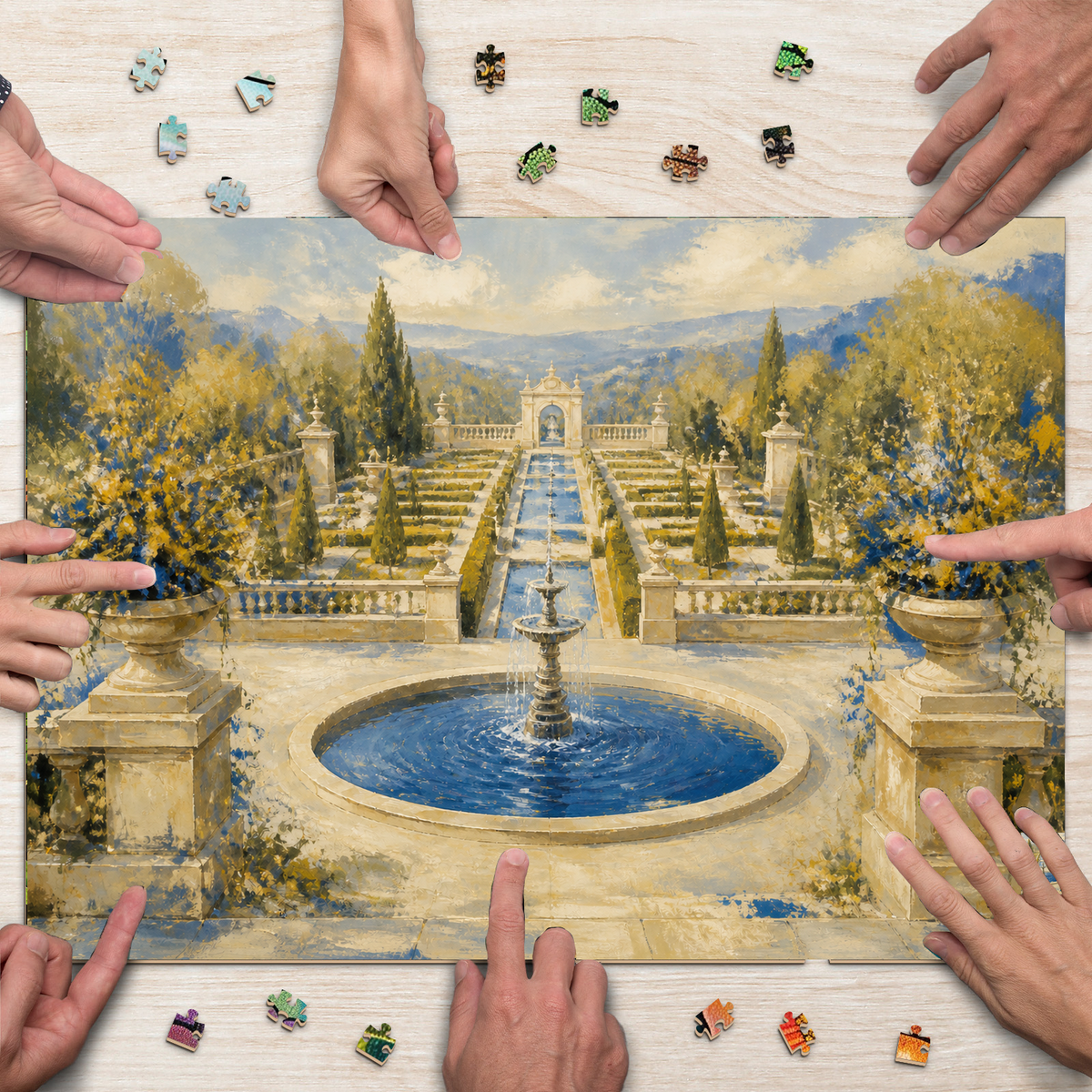 Rain Washed Geometric Garden Tile Mural Landscape Puzzle - puzzle product view