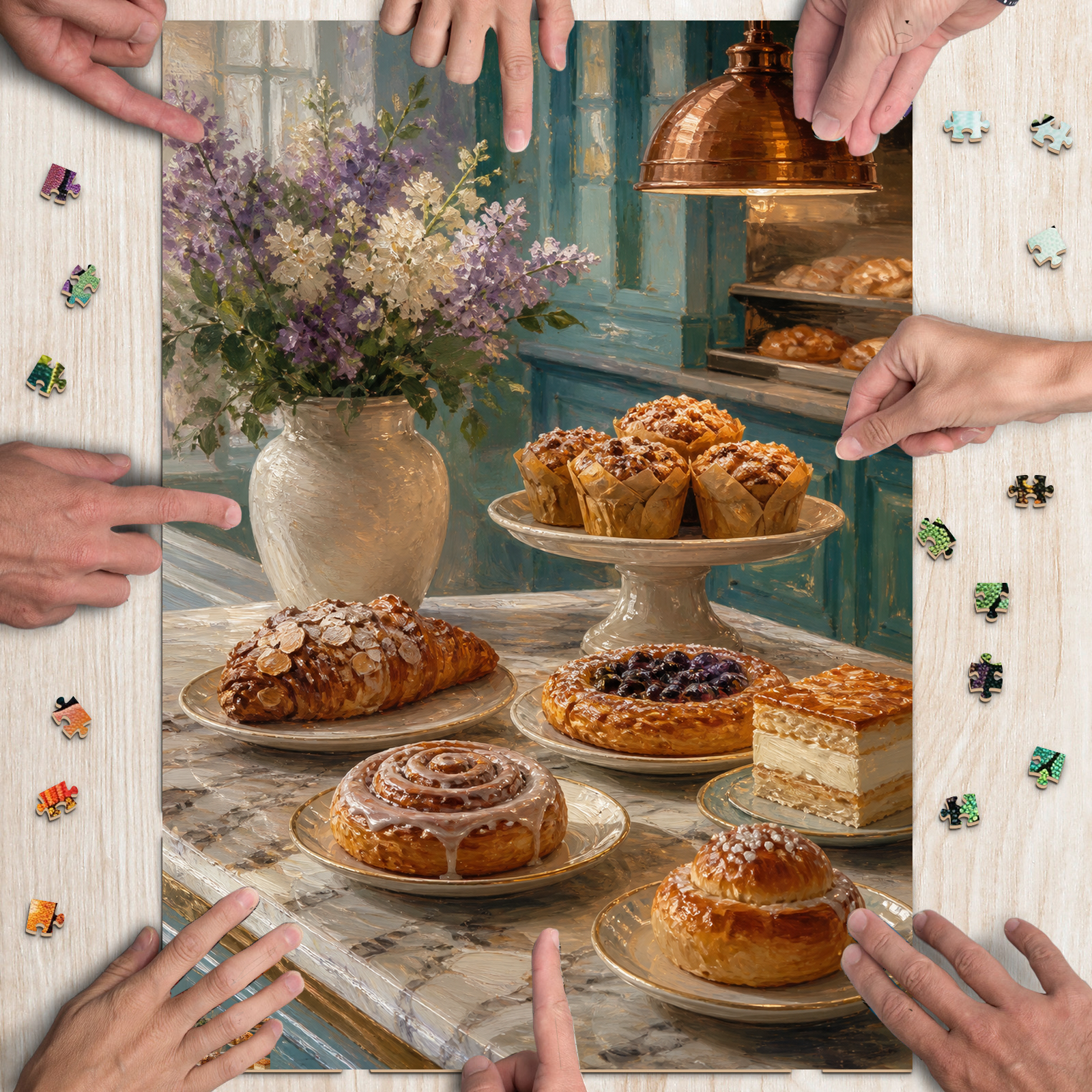 Rain Washed Pastry Counter Oil Impasto Portrait Puzzle - puzzle product view