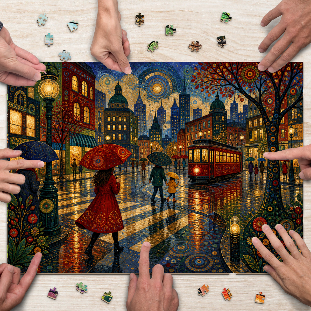 Enchanted Rainy Metropolis Crossing Landscape Puzzle - puzzle product view
