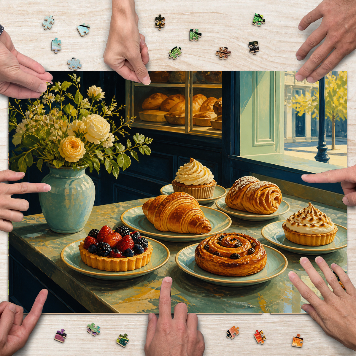 Luminous Pastry Counter Gouache Landscape Puzzle - puzzle product view