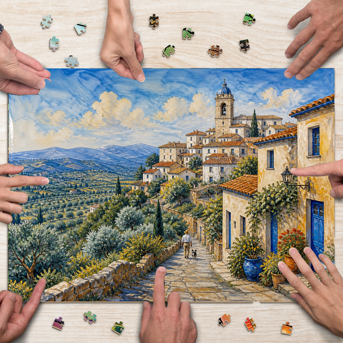 Quiet Hill Town Landscape Puzzle - puzzle product view