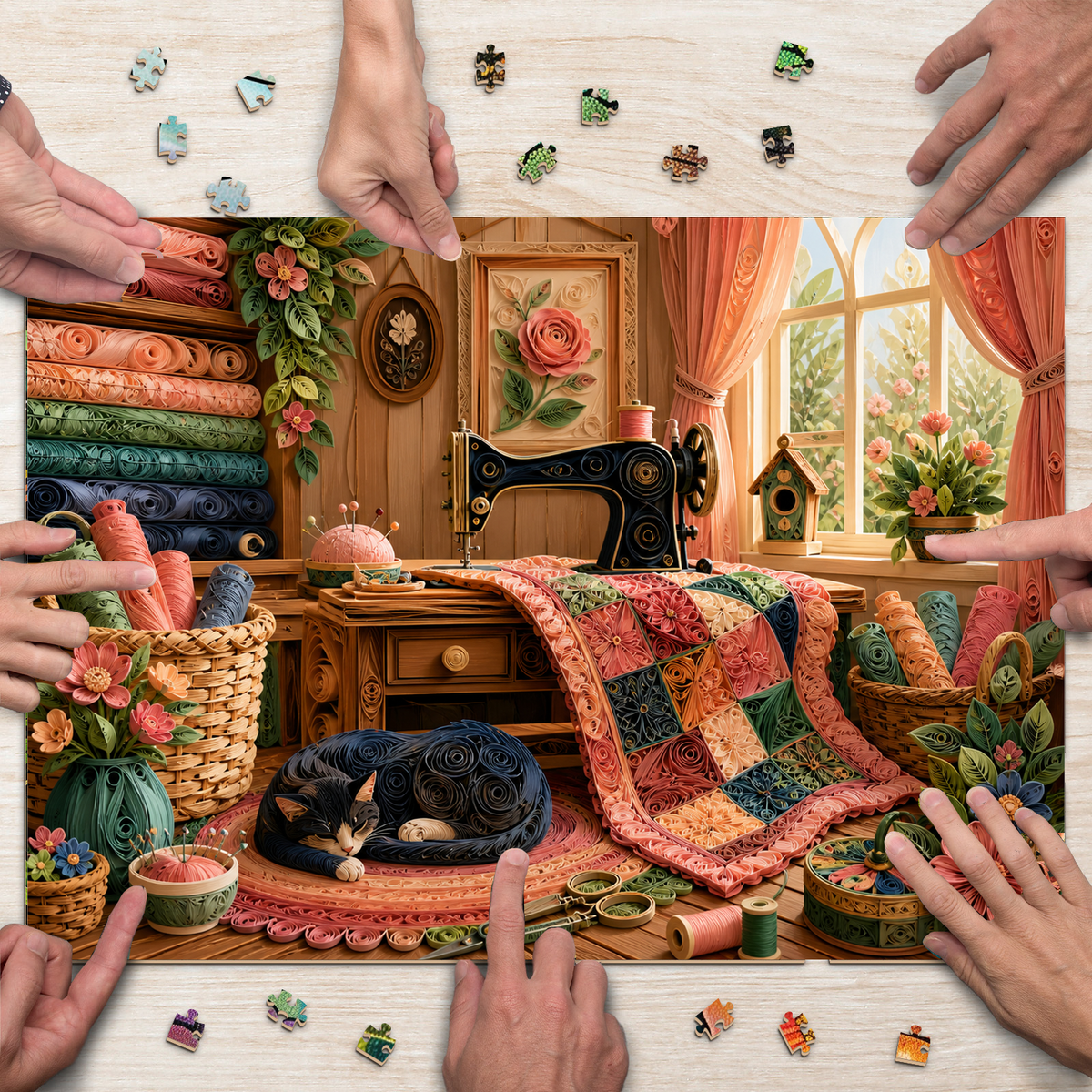 Whispering Cottage Sewing Room Landscape Puzzle - puzzle product view