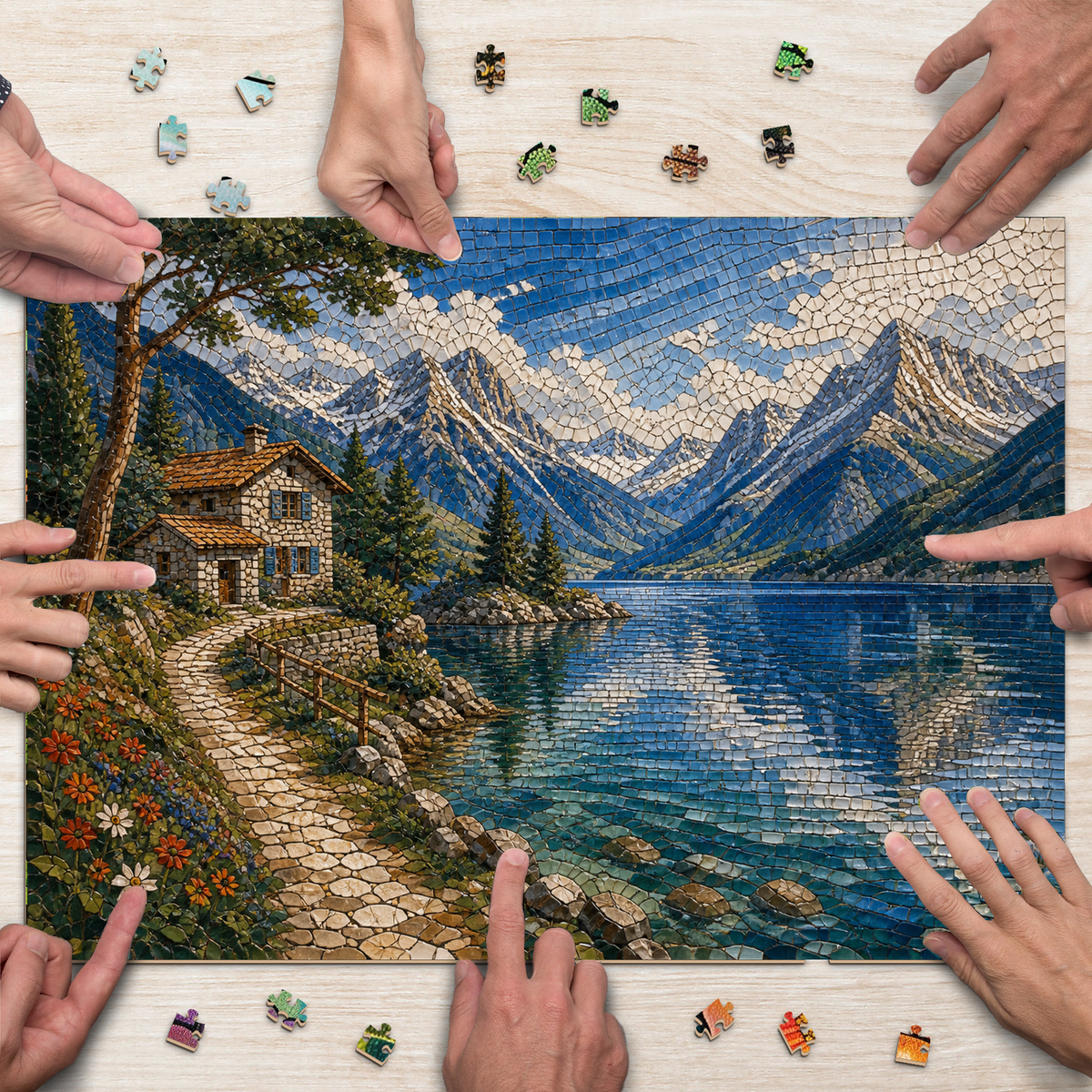 Luminous Alpine Lake Landscape Puzzle - puzzle product view