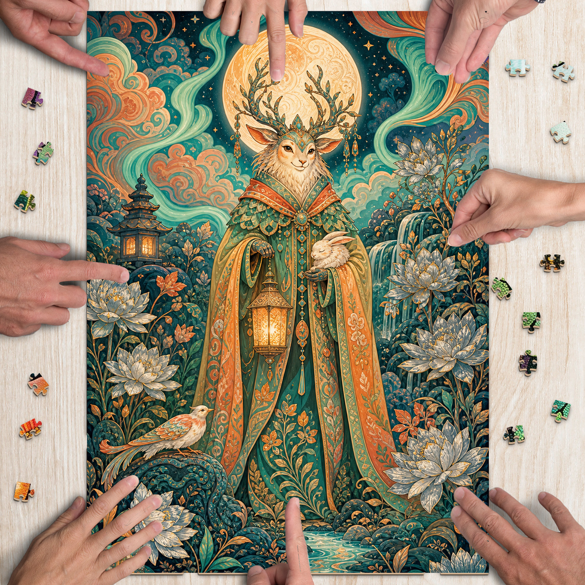 Aurora Moon Garden Guardian Portrait Puzzle - puzzle product view