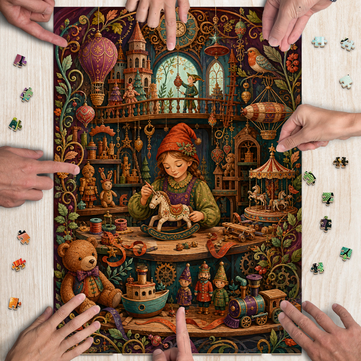 Amber Holiday Toy Workshop Portrait Puzzle - puzzle product view