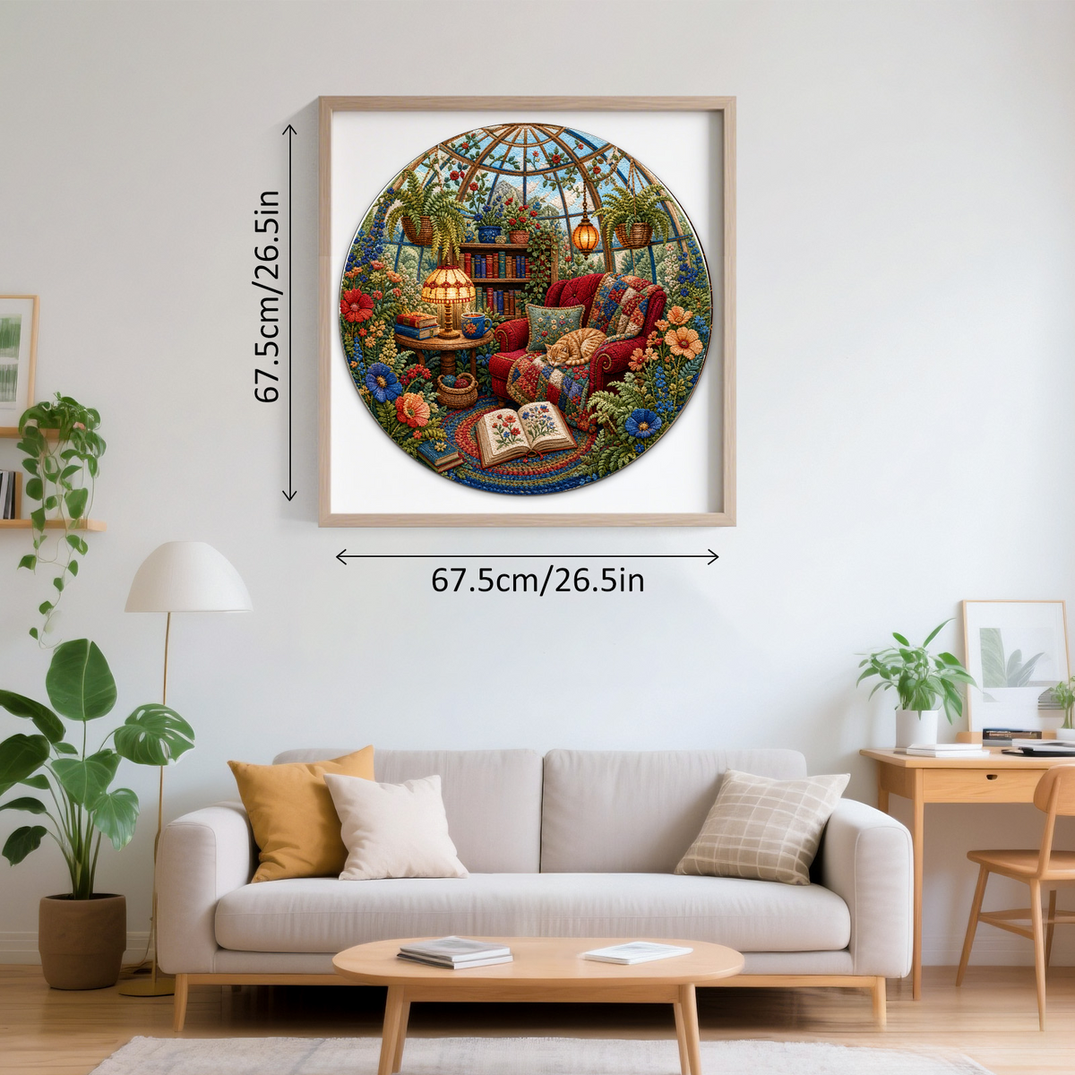 Wildflower Reading Nook Conservatory Round Puzzle - puzzle product view