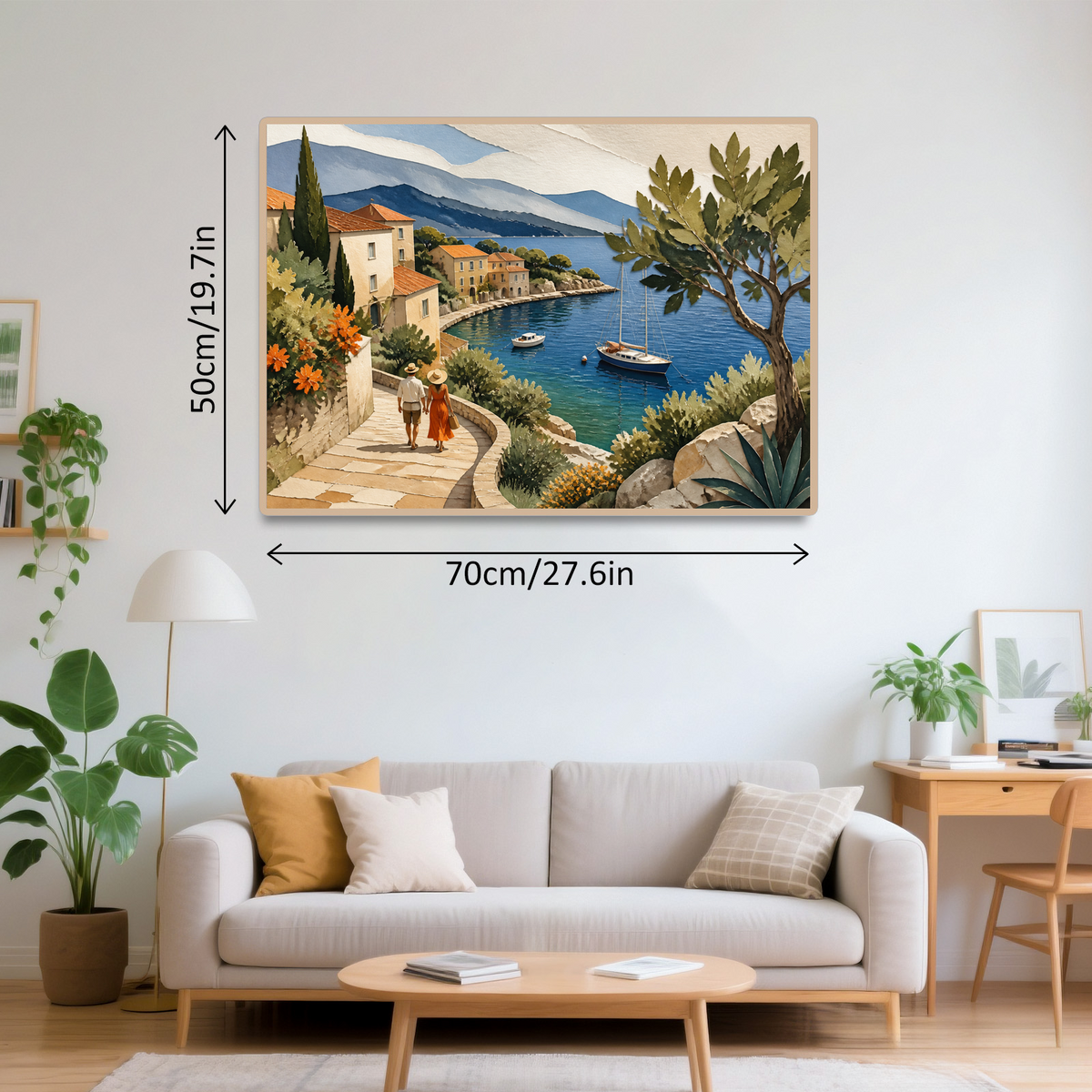 Quiet Watercolor Harbor Paper Cut Collage Landscape Puzzle - puzzle product view